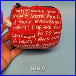 Shane Cambell Wood Carved Devil Signed Folk Art Republican Liberal Rant 2008