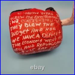 Shane Cambell Wood Carved Devil Signed Folk Art Republican Liberal Rant 2008