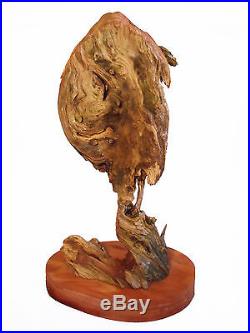 She Hawk Original Rick Cain Wood Carving Woman Nude Fantasy Spirit Sculpture