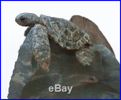 Shell to Shell Original Art Wood Carving Sea Turtle Ocean Sculpture Rick Cain