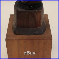 Shou sugi ban Carved Wood Abstract Sculpture, signed. Mid century