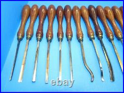 Showy presentation boxed set w 35 Henry Taylor wood carving tools gouges chisels