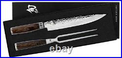 Shun Premier 9.5 Slicing Knife & 6 Carving Fork 2 Piece Set TDMS0200 NEW