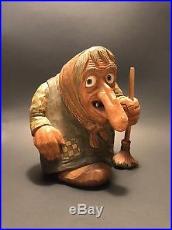 Signed ANTON SVEEN Carved Wood TROLL SCULPTURE Norway POLYCHROME PAINTED 1960s