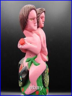 Signed Justo Xuana Luis wood carving sculpture Adam Eve tree of life 14 Oaxaca