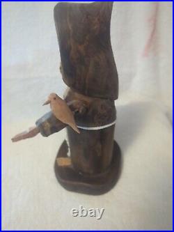 Signed Pete Ortega Folk Art Wood Wooden Sculpture Jesus with Birds As Pictured