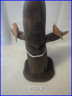 Signed Pete Ortega Folk Art Wood Wooden Sculpture Jesus with Birds As Pictured