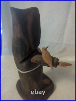 Signed Pete Ortega Folk Art Wood Wooden Sculpture Jesus with Birds As Pictured