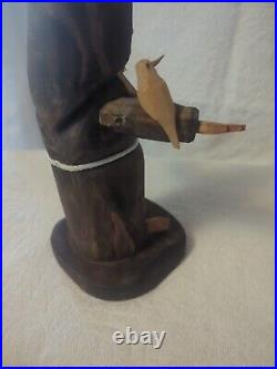 Signed Pete Ortega Folk Art Wood Wooden Sculpture Jesus with Birds As Pictured