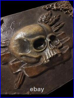 Skull Wall Plaque Memento Mori Skeleton Gothic Decor Creepy Antique Style Witch