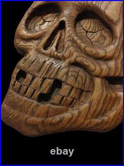 Skull Wood Carving Wall Plaque Gothic Memento Mori Home Decor Witch Craft Creepy