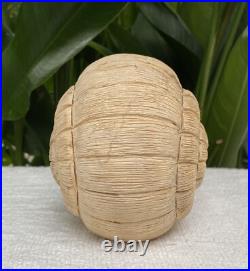 Solid Carved Wooden Human Skull with Snail Design Carved Skull Figure Big Size