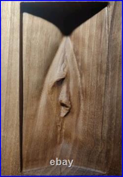 Solid Walnut Wood Carving Female Vulva Relief Contemporary Figurative Art
