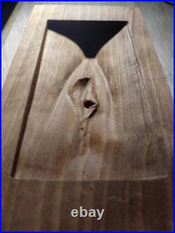 Solid Walnut Wood Carving Female Vulva Relief Contemporary Figurative Art