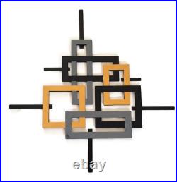 Square Wall Sculpture, Wood sculpture, faux frame Wall art, 38x37, Art69