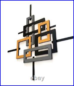 Square Wall Sculpture, Wood sculpture, faux frame Wall art, 38x37, Art69