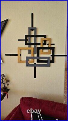 Square Wall Sculpture, Wood sculpture, faux frame Wall art, 38x37, Art69