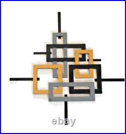 Square Wall Sculpture, Wood sculpture, faux frame Wall art, 38x37, Art69