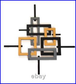 Square Wall Sculpture, Wood sculpture, faux frame Wall art, 38x37, Art69