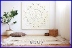Sri Yantra Mandala Wood Carving Wall Art, Meditation Room Decor