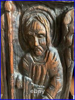 St. Michael Wood Carving Dragon Slayer 23x8 Christian Icon