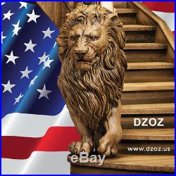 Stand Lion for flowers Wood Carved 3D sculpture statue figure picture art decor