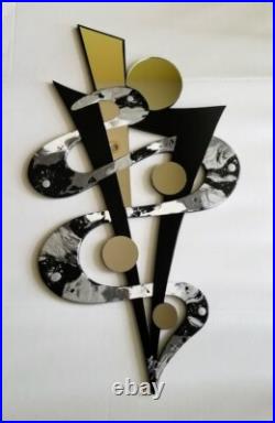 Sterling Truffle Contemporary Mirror Wall Sculpture, Unique abstract art 31x20