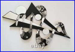 Sterling Truffle Contemporary Mirror Wall Sculpture, Unique abstract art 31x20