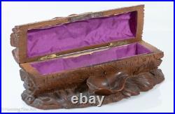 Stunning Antique Black Forest Carved Box, Tree Log with Birds Nest and Foliage Stunning Antique Black Forest Carved Box, Tree Log with Birds Nest and Foliage