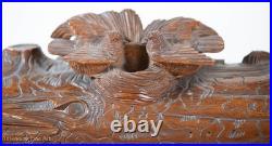 Stunning Antique Black Forest Carved Box, Tree Log with Birds Nest and Foliage Stunning Antique Black Forest Carved Box, Tree Log with Birds Nest and Foliage