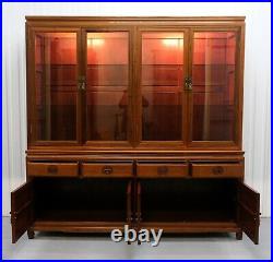 Stunning Chinese Rosewood Sideboard With Glass Shelves Carving Details & Lights