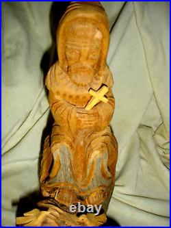 Stunning Large Original Leonardo Salazar Wood Carving St Francis Signed Rare