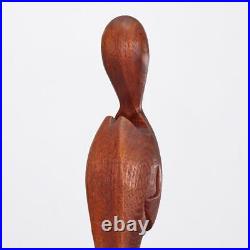 Stylized Modernist Carved Wood Sculpture Female 19 Vintage