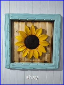 Sun Flower Wood Relief Sculpture