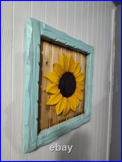 Sun Flower Wood Relief Sculpture