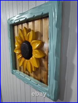 Sun Flower Wood Relief Sculpture