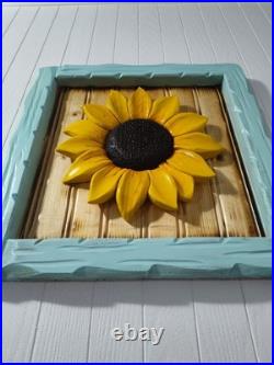 Sun Flower Wood Relief Sculpture