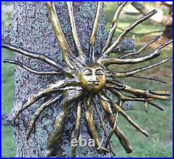 Sun Sunburst Tree Root Spirit Wall Art Sculpture Gilded Carved wood Bali art