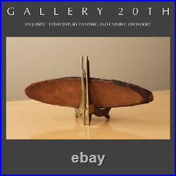 Superb! Antique Harbor Painting Wood Carving! Vtg Orig. Art Oil Sculpture Beach