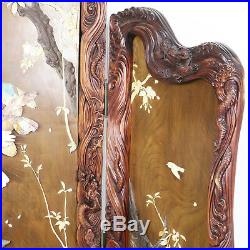 Superbly Carved Antique Japanese 3 Panel Folding Screen, 85 wide, 78 Tall