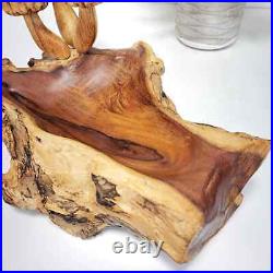 TEAK MUSHROOM BOWL log, Wooden Mushroom Sculpture, Teak Wood Mushrooms