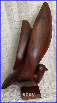 Taking Flight 23 Large Wood Carved Bird Sculpture Heavy Abstract Modernist