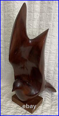 Taking Flight 23 Large Wood Carved Bird Sculpture Heavy Abstract Modernist