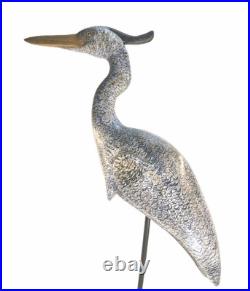 Tall Vintage Sculpture Wooden Heron Hand Carved By BOB CARNEY signed Large