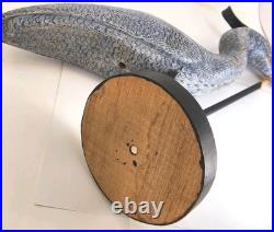 Tall Vintage Sculpture Wooden Heron Hand Carved By BOB CARNEY signed Large