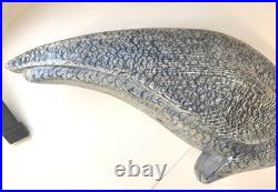 Tall Vintage Sculpture Wooden Heron Hand Carved By BOB CARNEY signed Large