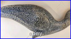 Tall Vintage Sculpture Wooden Heron Hand Carved By BOB CARNEY signed Large