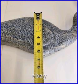 Tall Vintage Sculpture Wooden Heron Hand Carved By BOB CARNEY signed Large