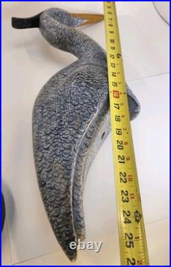 Tall Vintage Sculpture Wooden Heron Hand Carved By BOB CARNEY signed Large