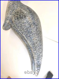 Tall Vintage Sculpture Wooden Heron Hand Carved By BOB CARNEY signed Large